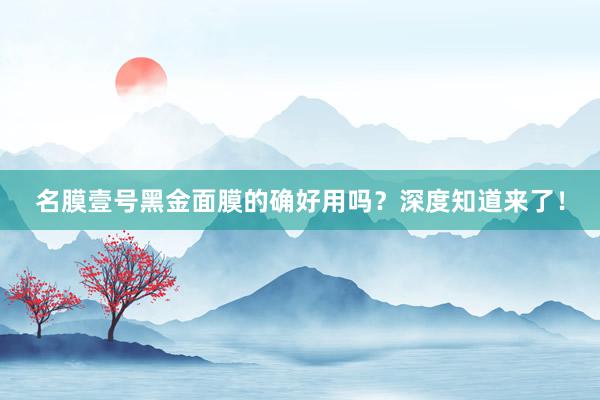 名膜壹号黑金面膜的确好用吗？深度知道来了！